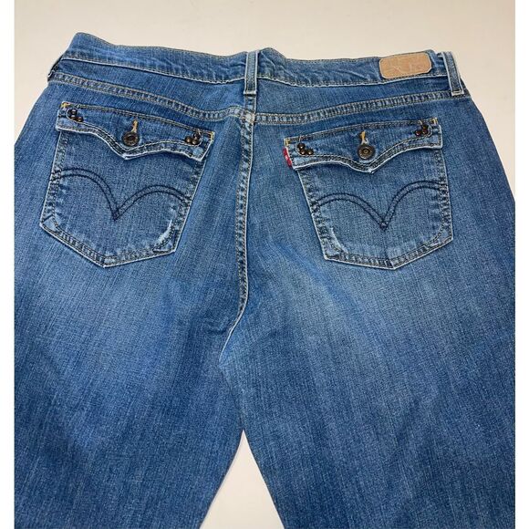 Levis 515‎ Jeans Womens 14 Short Blue Stretch Denim Boot Cut Button Flap Pockets - Picture 7 of 7